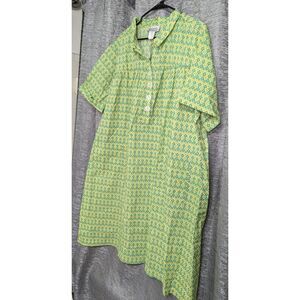 Anthony Richards Yellow/Green Dress/Night Gown NWOT Short Sleeve Plus Women's 3X